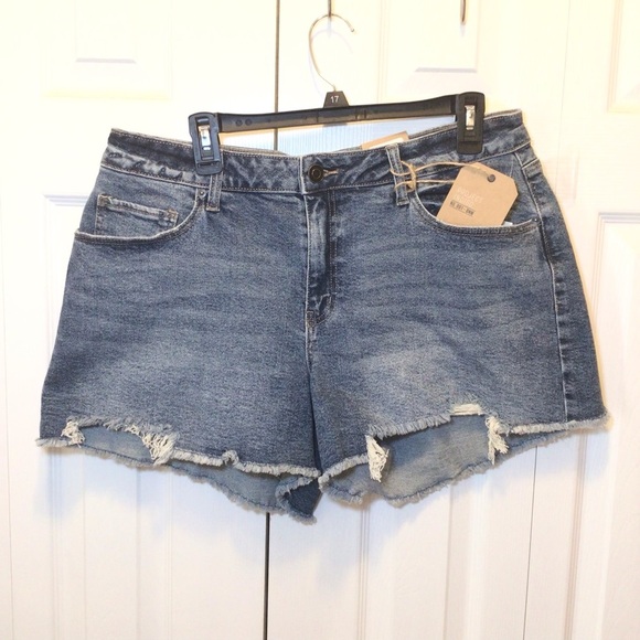 Project Indigo Juniors Medium Wash Mid-Rise 90’s Style Baggy Denim Shorts - Picture 2 of 9